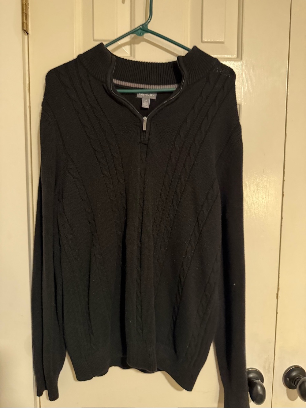 Van Heusen Black Cable-Knit Partial-Zip Sweater